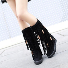 Load image into Gallery viewer, Women Boho Winter Tassel Warm Hidden Heel Long Boots