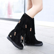 Load image into Gallery viewer, Women Boho Winter Tassel Warm Hidden Heel Long Boots