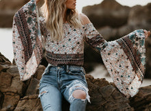 Load image into Gallery viewer, One-Letter Collared Chiffon Sleeve Top