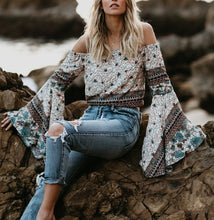 Load image into Gallery viewer, One-Letter Collared Chiffon Sleeve Top