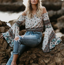 Load image into Gallery viewer, One-Letter Collared Chiffon Sleeve Top