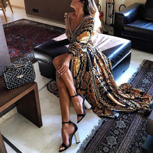 Load image into Gallery viewer, Early Autumn Long Sleeve V-Neck Print Maxi Dress