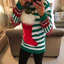 Load image into Gallery viewer, Fashion Christmas Sock Round Neck Sweater