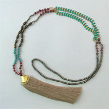 Load image into Gallery viewer, Ethnic Long Necklace Bohemian Fringed Sweater Chain Handmade Beads
