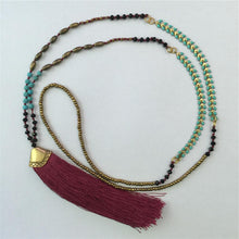 Load image into Gallery viewer, Ethnic Long Necklace Bohemian Fringed Sweater Chain Handmade Beads