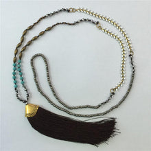 Load image into Gallery viewer, Ethnic Long Necklace Bohemian Fringed Sweater Chain Handmade Beads