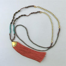 Load image into Gallery viewer, Ethnic Long Necklace Bohemian Fringed Sweater Chain Handmade Beads