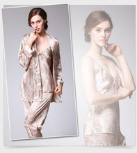 Load image into Gallery viewer, Silk Pajamas Ladies Spring and Summer Dragon Printed Silk Home Dress Three Pack