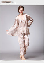 Load image into Gallery viewer, Silk Pajamas Ladies Spring and Summer Dragon Printed Silk Home Dress Three Pack