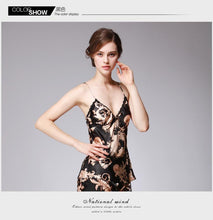 Load image into Gallery viewer, Silk Pajamas Ladies Spring and Summer Dragon Printed Silk Home Dress Three Pack