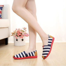 Load image into Gallery viewer, Stripe Canvas Flat Slip On Loafers