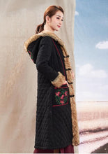 Load image into Gallery viewer, Autumn Winter New National Style Chinese Embroidery Cotton  Fur Collar Hooded Coat
