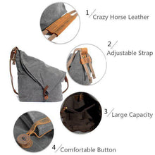 Load image into Gallery viewer, Ekphero Women Vintage Messenger Bag Genuine Leather Canvas Crossbody Bag Tribal Rucksack