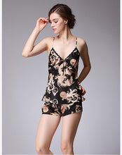 Load image into Gallery viewer, Ice Silk Pajamas Dragon Pattern Summer Silk Sleeping Skirts Women's Suspenders Shorts Two Suit Pendant Home Clothes