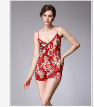Load image into Gallery viewer, Ice Silk Pajamas Dragon Pattern Summer Silk Sleeping Skirts Women's Suspenders Shorts Two Suit Pendant Home Clothes