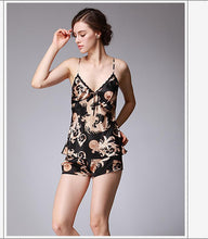 Load image into Gallery viewer, Ice Silk Pajamas Dragon Pattern Summer Silk Sleeping Skirts Women's Suspenders Shorts Two Suit Pendant Home Clothes