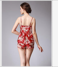 Load image into Gallery viewer, Ice Silk Pajamas Dragon Pattern Summer Silk Sleeping Skirts Women's Suspenders Shorts Two Suit Pendant Home Clothes