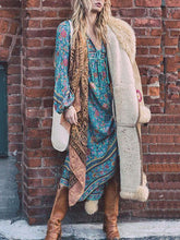 Load image into Gallery viewer, Romantic Blue Floral 3/4 Sleeve Bohemia Dress Maxi Dress