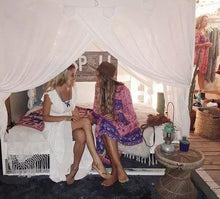 Load image into Gallery viewer, Boho Gypsy Floral Tassel V Neck Long Sleeve Bohemian Fashion Dress