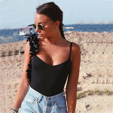 Load image into Gallery viewer, Summer Sexy V Neck Lace Stitching Backless One-piece Swimsuit Bikini