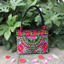 Load image into Gallery viewer, Bayberry Embroidery Ethnic Travel Women Shoulder Bags Handmade Canvas Wood Beads Handbag
