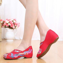 Load image into Gallery viewer, Phoenix Embroidered Old peking Vintage Flat Shoes