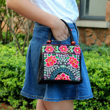 Load image into Gallery viewer, New Tibet National Canvas Women's Bag Flower Small Square Bag Embroidered Double Pull Lock Lady Handbag