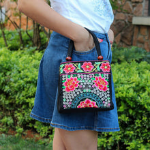 Load image into Gallery viewer, New Tibet National Canvas Women's Bag Flower Small Square Bag Embroidered Double Pull Lock Lady Handbag