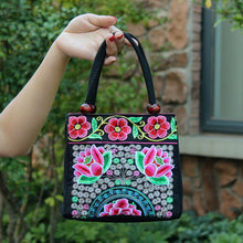Load image into Gallery viewer, New Tibet National Canvas Women's Bag Flower Small Square Bag Embroidered Double Pull Lock Lady Handbag