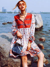 Load image into Gallery viewer, Bohemia Floral V Neck Beach Mini Dress