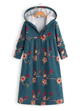 Load image into Gallery viewer, Floral Printed Long Hoodie Coat Outwear