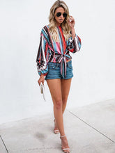 Load image into Gallery viewer, Stripe Long Sleeve Long Sleeve Bowknot T Shirt