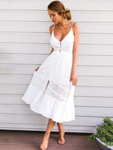 Load image into Gallery viewer, Spaghetti Strap Lace Splice Beach Maxi Dress