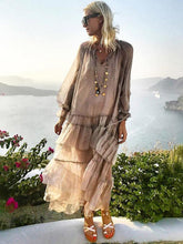 Load image into Gallery viewer, 2018 New Long Sleeve Solid Color Splice Maxi Dress