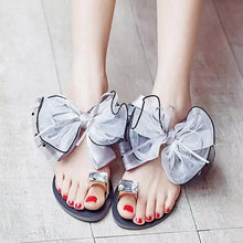 Load image into Gallery viewer, Big Size Butterflyknot Lace Bead Clip Toe Flat Flip Flops Sandals