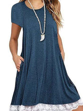 Load image into Gallery viewer, Explosions Lace Stitching Crew Neck Short Sleeve Large Size Dress