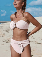 Load image into Gallery viewer, Summer Bikini Strapless Striped High Waist Split Swimsuit
