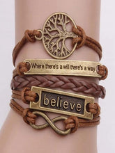Load image into Gallery viewer, 4 Pcs/Set Charm Leather Bracelet Tree Of Life Brown Rope Bracelet Women Men Yoga Bangles Jewelry Accessories Christmas Gift