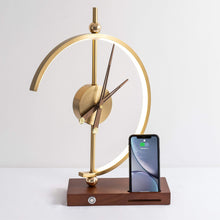 Load image into Gallery viewer, Creative clock lamp modern simple bedroom bedside light luxury decoration mobile phone intelligent wireless charging and storage lamp