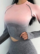 Load image into Gallery viewer, Gym Top Women ladies fitness tops sexy Seamless top Energy Yoga Long Sleeve Workout Shirt High Stretchy shark fit