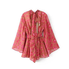 Load image into Gallery viewer, Summer New Backless Flared Sleeve Lace Print Jumpsuit