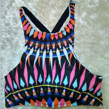 Load image into Gallery viewer, Printed Split Triangle V-neck Sexy Slim Halterneck Bikini Swimsuit