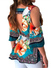 Load image into Gallery viewer, Summer Hot Women Clothes Casual Leisure Floral Shirt V Neck Tops Half Sleeve Blouse Beach