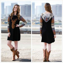 Load image into Gallery viewer, Print Elk Hooded Stitching Christmas Mini Dress