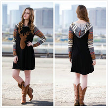 Load image into Gallery viewer, Print Elk Hooded Stitching Christmas Mini Dress