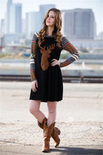Load image into Gallery viewer, Print Elk Hooded Stitching Christmas Mini Dress