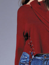 Load image into Gallery viewer, Brief Solid Color Drawstring Women Knited Sweaters