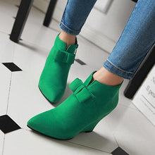 Load image into Gallery viewer, Big Size Butterfly Knot Wedge Heel Zipper Platform Ankle Boots