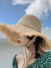 Load image into Gallery viewer, Handmade Hat Women Summer Small Fresh Fold Woven Straw Hat Beach Big Brim Sunscreen Sun Hat