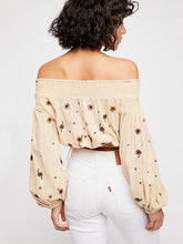 Load image into Gallery viewer, Embroidered Puff-sleeves Blouses&Shirts Top